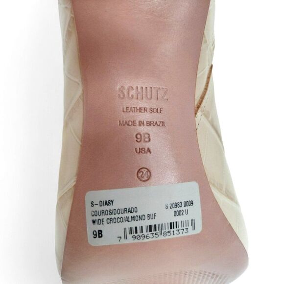 Schutz Diasy Size 9 Almond Buff Crocodile Embossed Leather Western Tall Boot - Picture 13 of 14
